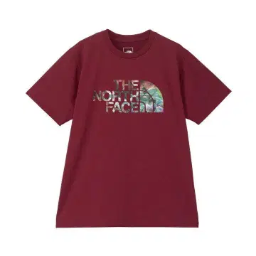 THE NORTH FACE 숏 슬리브 디지털 로고 티 XL 와인