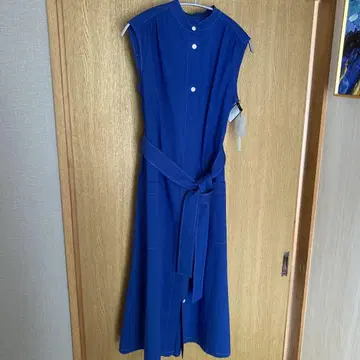 슬리브리스 셔츠 원피스 파랑
