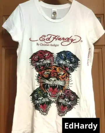 EdHardy 에드하디 타이거 프린트 티셔츠 스팽글 L