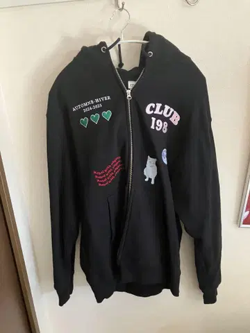198클럽 지퍼 후드 집업 블랙 S