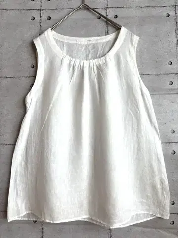 n100 린넨 슬리브리스 화이트