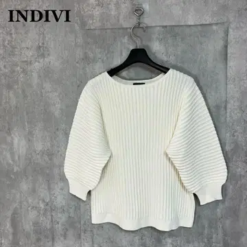 INDIVI 보트넥 코튼 니트탑 38