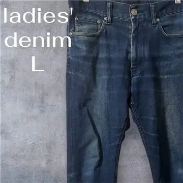여성용 데님 L 다크 블루 스트레이트 레그
