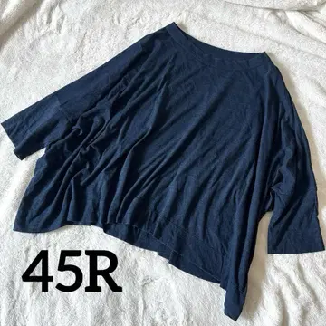 45R 짐바브웨 코튼 사각 티셔츠 빅 돌먼 자수 인디고 염색