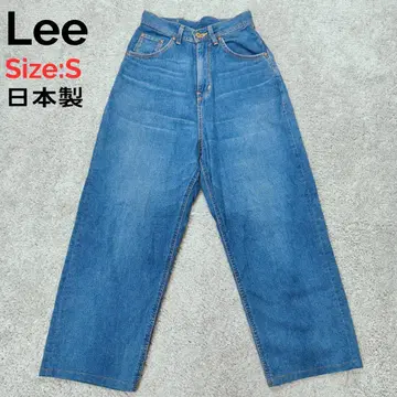 Lee 와이드 데님 팬츠 S 하이웨스트 소가죽 패치 일본제 LL2678