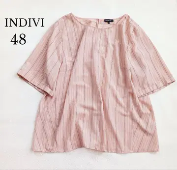 인디비 빅 사이즈 48 스트라이프 패턴 블라우스 핑크 4XL 19