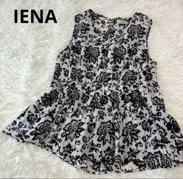 IENA 슬리브리스 티셔츠 인도 면 모노톤 플라워 무늬 그레디 브릴리언트