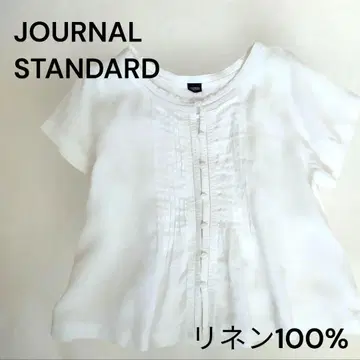 JOURNAL STANDARD 린넨 100% 화이트 블라우스 반팔 버튼