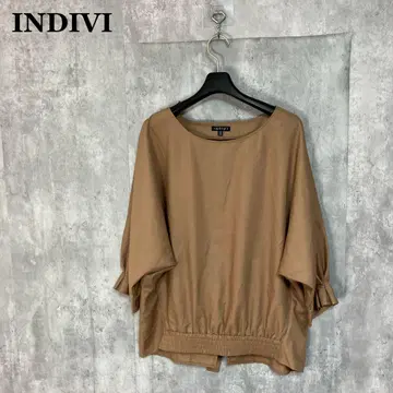 INDIVI 돌먼 슬리브 개더 턱 블라우스 38