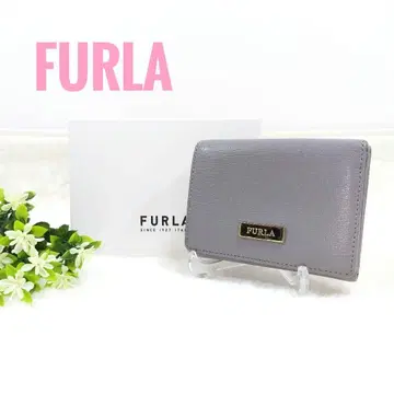 훌라 3단 폴더형 지갑 컴팩트 가죽 그레이 박스 및 수납 가방 포함