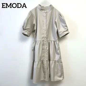 EMODA 에모다 셔츠 원피스 반팔 퍼프 슬리브 미니 베이지 프리