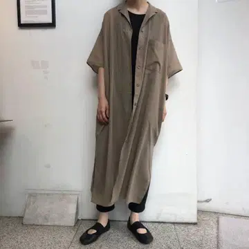 인도 면 강선 셔츠 원피스 ONE SIZE 모카 브라운