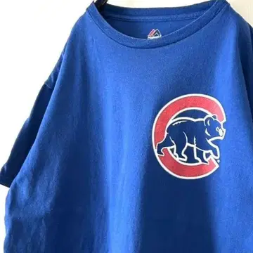 마제스틱 MLB 시카고 컵스 티셔츠 L 블루 파랑 구제 의류