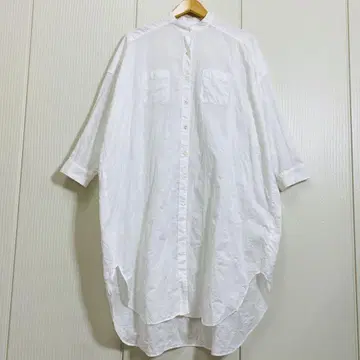 nofl 노플 밴드 카라 꽃무늬 자수 셔츠 원피스 코튼