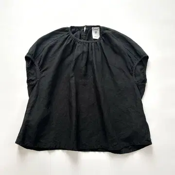 오르치발 린넨 크로스 넥 개더 풀오버 셔츠 반팔 여성용