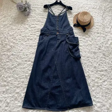 BLUETO/블루토 인디고 데님 살로펫 원피스 BIG 포켓