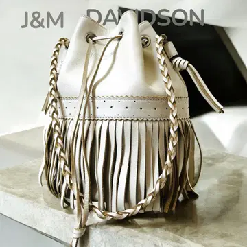새상품급 J&MDAVIDSON 카니발 프린지 숄더백 화이트 가죽