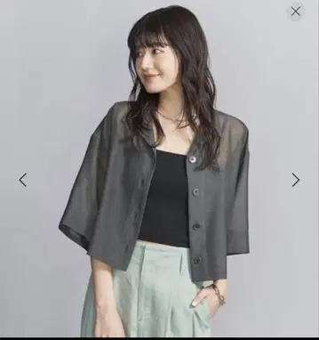 새상품급 뷰티&유스 폴리에스테르 오간자 셔츠 다크 그레이