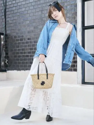 LILY BROWN 패치워크 레이스 롱 원피스