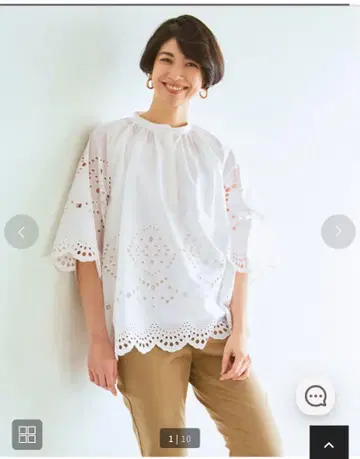 새상품 두클라쎄 DoClasse 컷워크 레이스 사크 블라우스