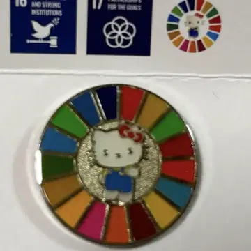 만국 박람회 UN 한정판 SDGs 헬로키티 콜라보 핀 배지