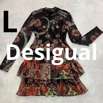 새상품급 Desigual 데시구알 프린트 올 패턴 원피스 블랙 여름 L