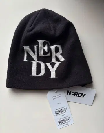 새상품 NERDY 널디 로고 자카드 비니 블랙 프리 한국 한정판