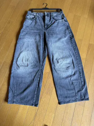 자라 블랙 그레이 배기 데님 팬츠