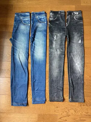 데님풍 레깅스 속기모 4종 세트
