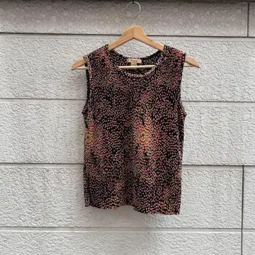 USED USA 구제 의류 올 패턴 탱크탑 슬리브리스 플리츠 빈티지