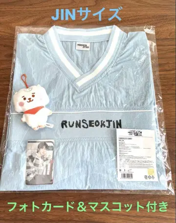 RUNSEOKJIN 라이트 블루 티셔츠 트레이딩 카드 및 마스코트 포함