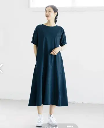 북유럽 생활용품점 부드러운 소매 티셔츠 원피스 M