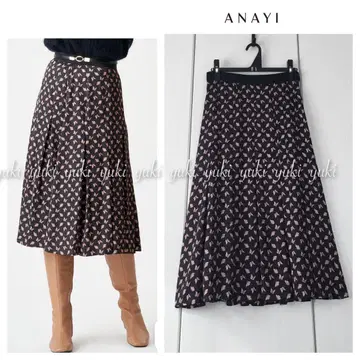 ANAYI 파피용 프린트 턱 스커트 36