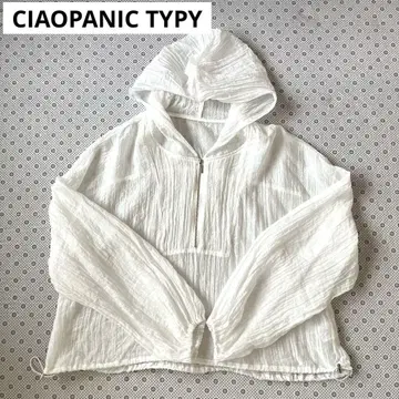 CIAOPANIC TYPY 시어 후드 아노락 후드티 화이트