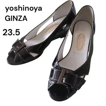 yoshinoya 긴자 요시노야 펌프스 에나멜 23.5 블랙 벨트