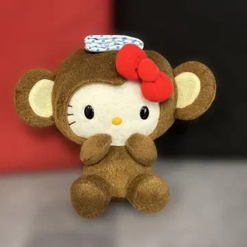 산리오 헬로키티 야쿠르트 콜라보 온천 원숭이 띠 봉제 인형