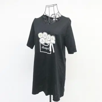 게스트 조콘다 티셔츠 블랙 일본제 코튼 100% 프린트 귀여운
