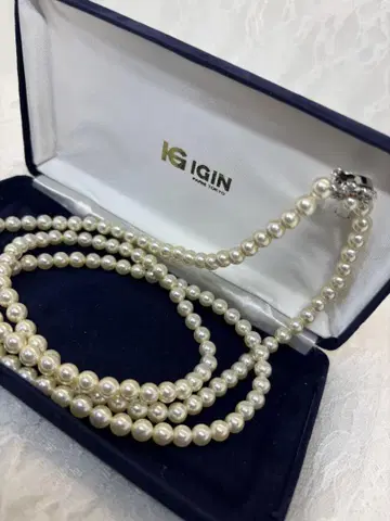 IGIN 롱 펄 목걸이 화이트 2줄 여성용 세련되고 고급스러운