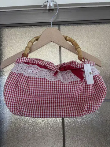 세이코 마츠다 유카타 레드와 화이트 체크 핸드백