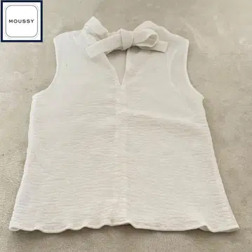 moussy 슬리브리스 티셔츠 리본 화이트 프리 사이즈