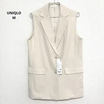 유니클로 택 포함 새상품 롱베스트 M 사이즈 크림 유니클로