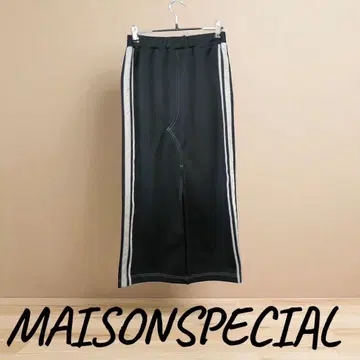 MAISONSPECIAL 블랙 롱 스커트 사이드 스트라이프