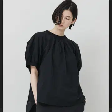 캘런솔로지 코튼 린넨 콤비 풀오버 블랙