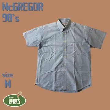 90s 맥레거 McGREGOR 반팔 버튼 다운 셔츠 라이트 블루 파랑