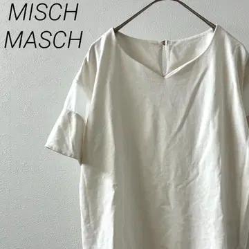 MISCH MASCH 티셔츠 V넥 사이드 슬릿 소매 시스루