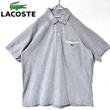 LACOSTE 라코스테 피케 셔츠 가슴 포켓 악어 자수 그레이 L 일본제