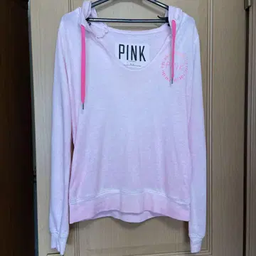 PINK 후드 부착 라이트 핑크 후드티 XS