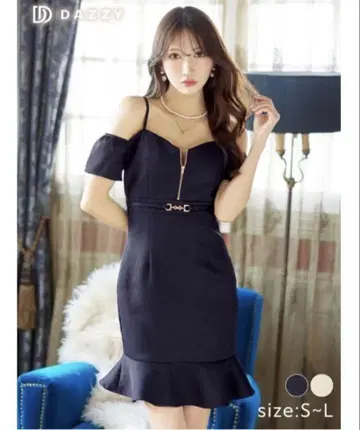 DAZZY 네이비 오프숄더 드레스 S 사이즈