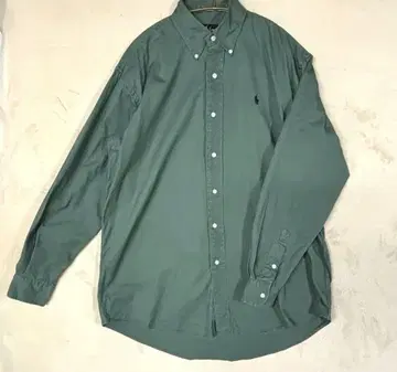 고품질 Ralph Lauren 버튼 다운 긴팔 셔츠 그린 남성용 S