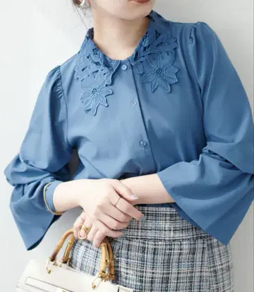 natural couture 성인 레이스 카라 블라우스